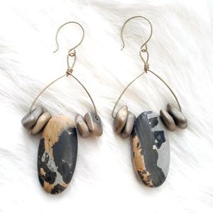 Chinese jasper and pyrite Hanger Earrings